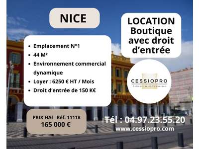 Cession droit au bail Locaux commerciaux - Boutiques à Nice