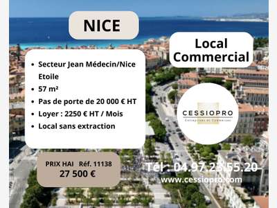 Pas de porte local 57m² à Nice hyper centre