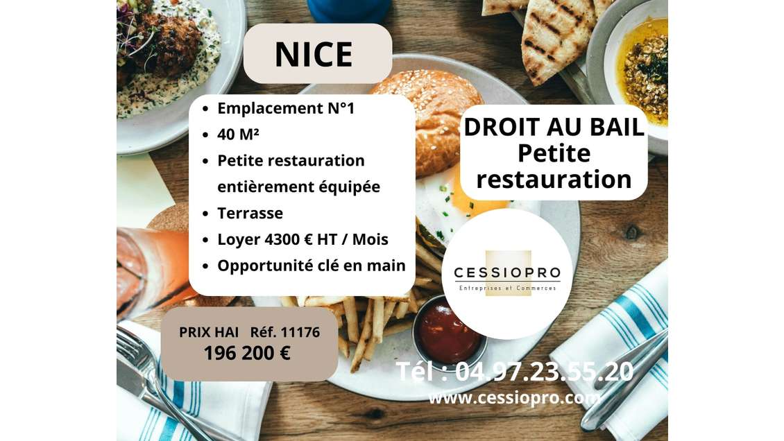 Droit au bail petite restauration empl n°1 à Nice