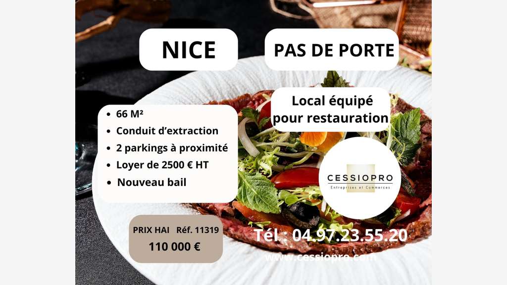 Cède DAB local équipé restauration de 66m² à Nice