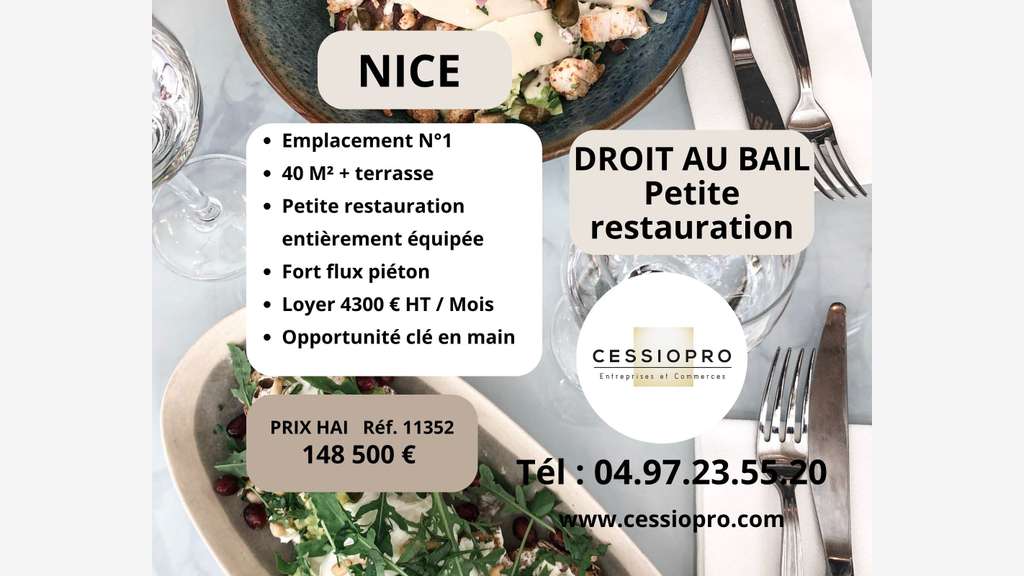 Droit au bail petite restauration à Nice piéton