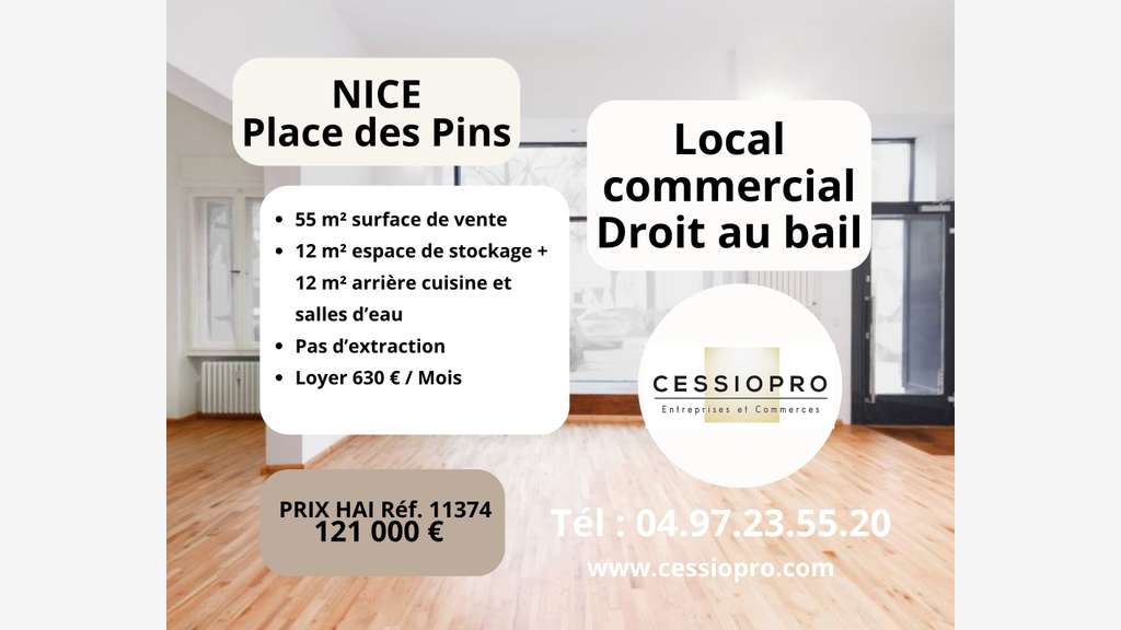 Cède bail local commercial 70m² Nice place du Pin