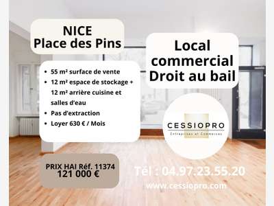 Cède bail local commercial 70m² Nice place du Pin