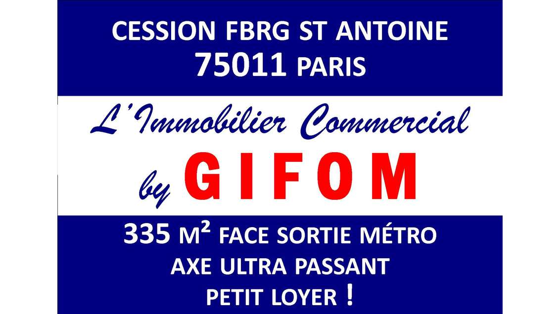 Cession DAB boutique 335m² Paris 11e empl N°1