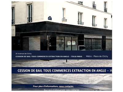 Cession droit au bail Locaux commerciaux - Boutiques à Paris 18e