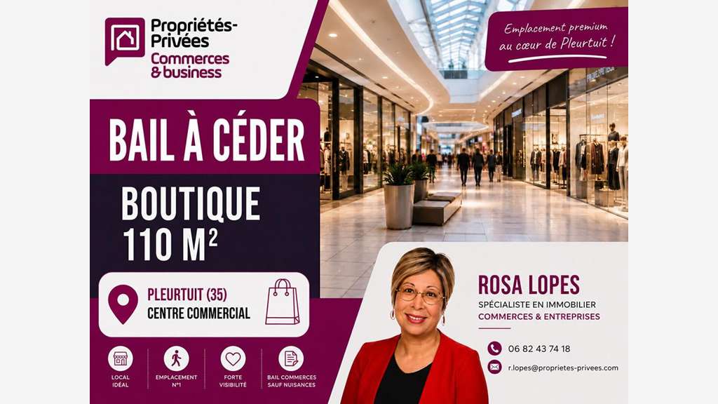 Cession DAB local de 110m² à Pleurtuit empl strat.