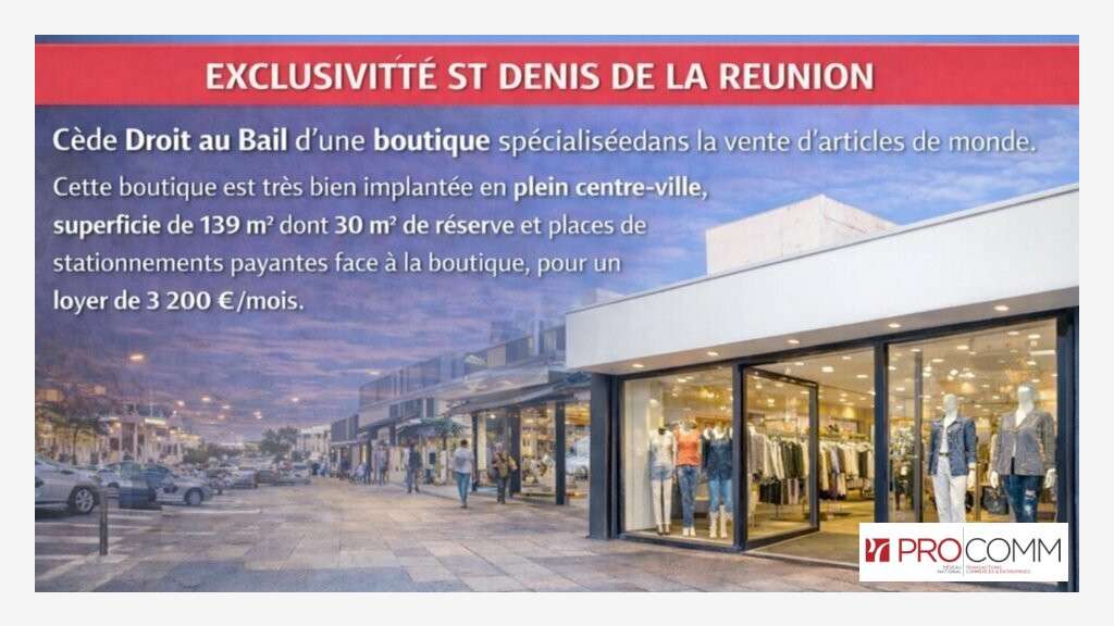 Cession droit au bail 139m² St Denis empl N°1
