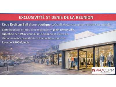 Cession droit au bail Locaux commerciaux - Boutiques à Saint-Denis