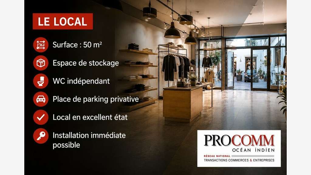 Boutique 50m² à louer à Saint-Leu centre
