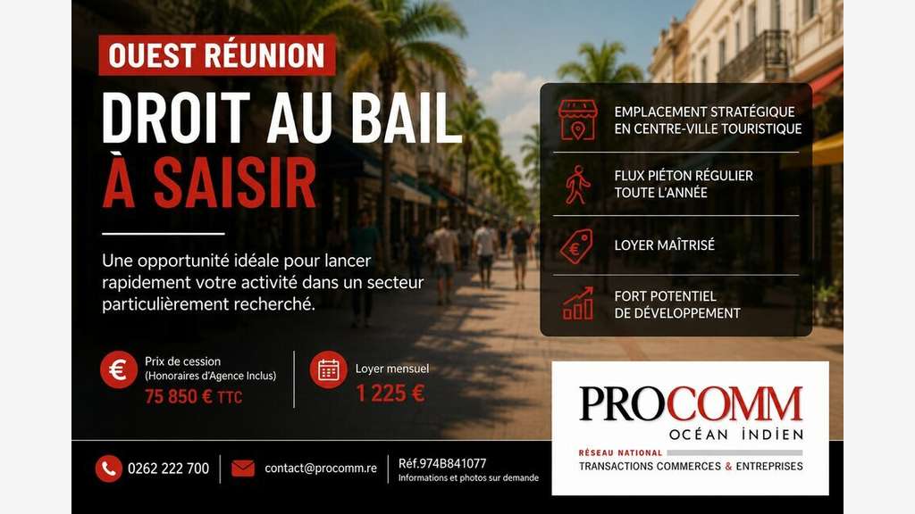 Boutique 50m² à louer à Saint-Leu centre