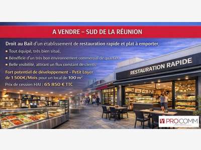 Droit au bail local de 109m² à louer à Saint-Louis