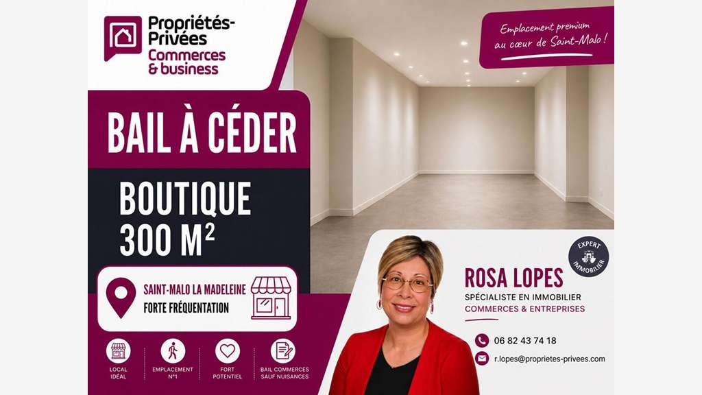 Cession de bail local 300m² St Malo ZAC Madeleine