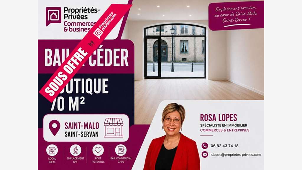 Cession de bail local 70m² à Saint Malo