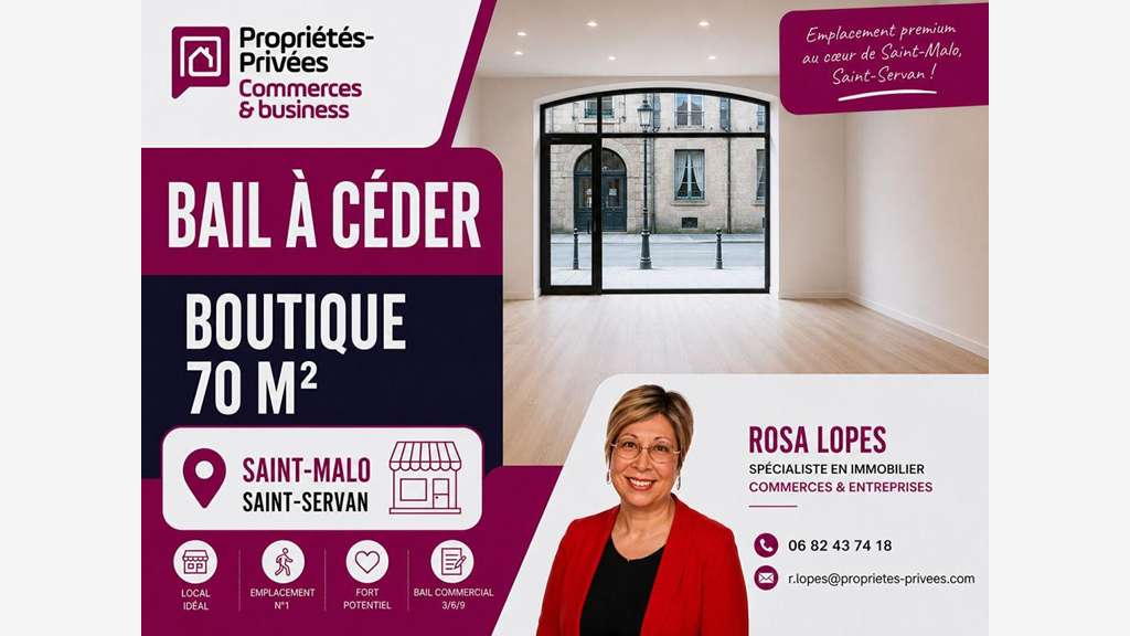 Cession de bail local 70m² à Saint Malo