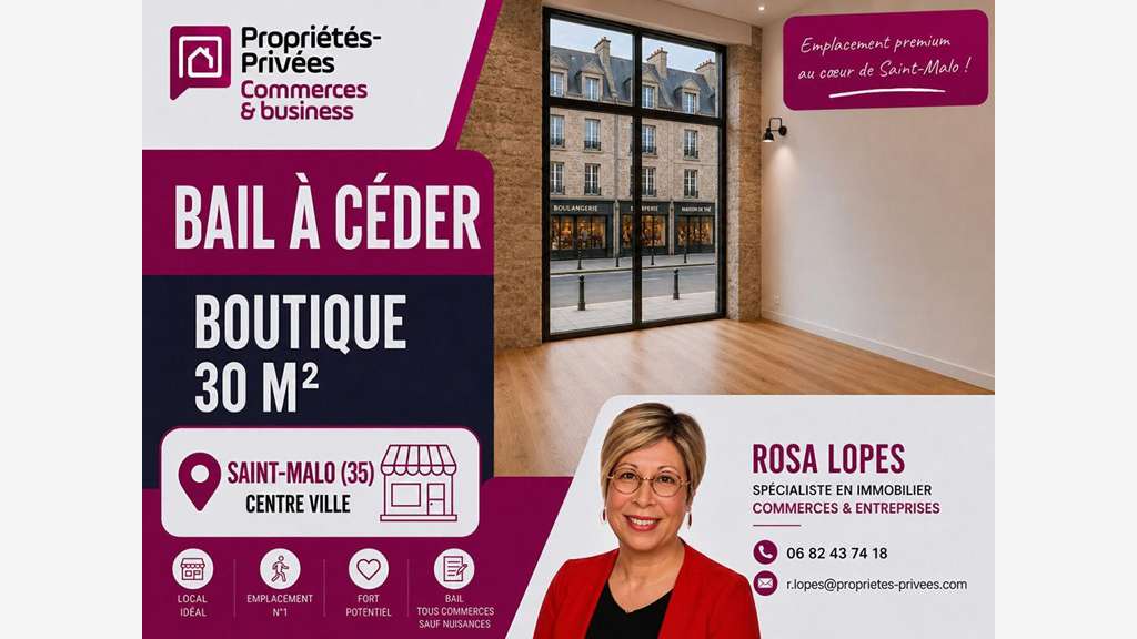 Cède dab local commercial de 30m² à Saint Malo