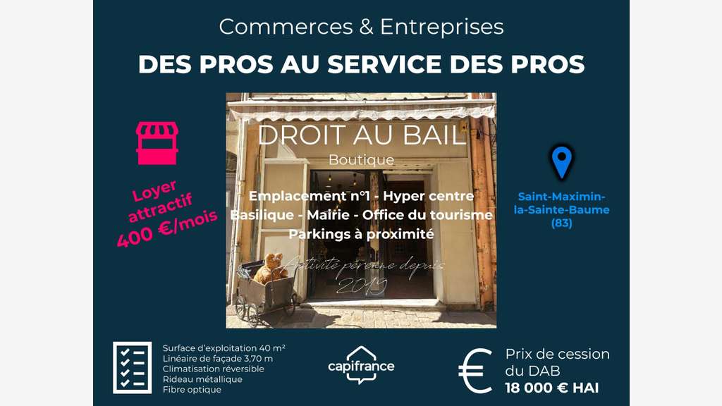 Cède bail local commercial de 40m² à Saint Maximin