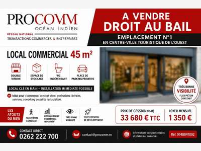 Droit au bail boutique de 45m² à Saint Paul centre