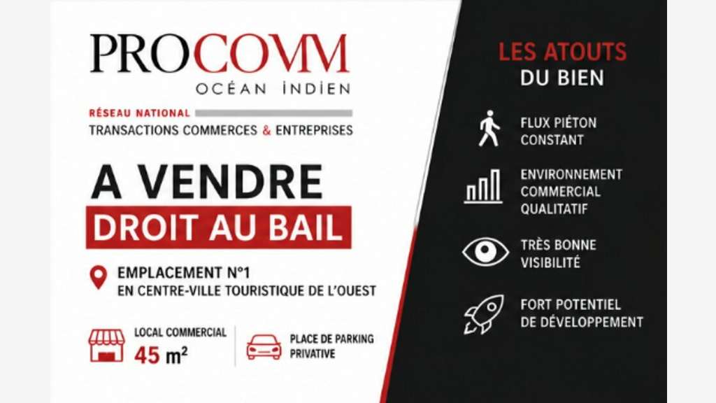 Droit au bail boutique de 45m² à Saint Paul centre