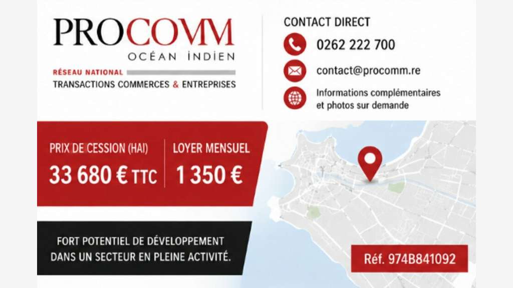 Droit au bail boutique de 45m² à Saint Paul centre