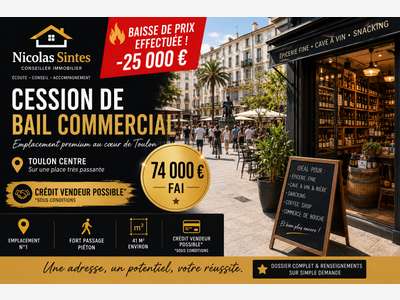 Cession bail local commercial 41m² Toulon centre