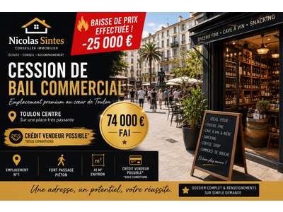 Cession droit au bail Locaux commerciaux - Boutiques à Toulon