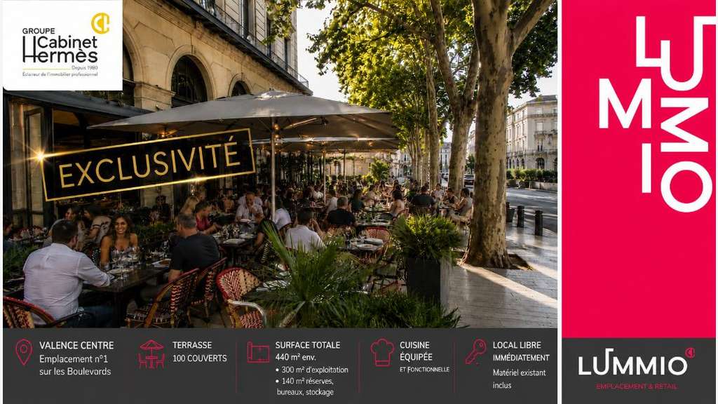 Cède restaurant 440m² vaste terrasse à Valence
