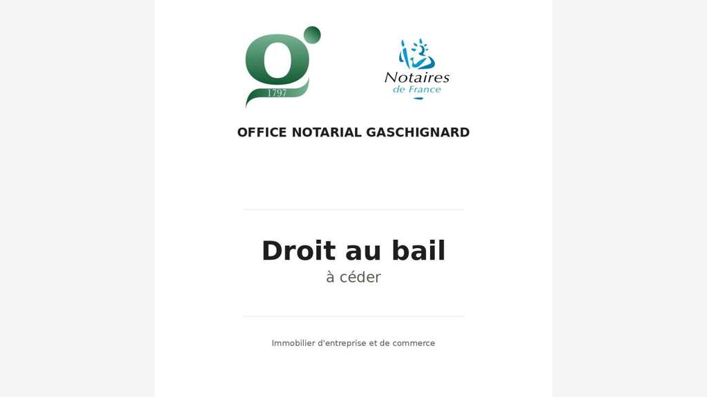 A VENDRE - DROIT AU BAIL