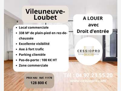 A louer local 338m² zone comm à Villeneuve-Loubet