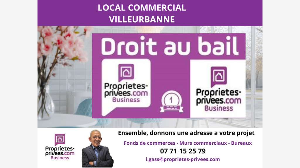 Cession de bail local 37m² d'angle à Villeurbanne