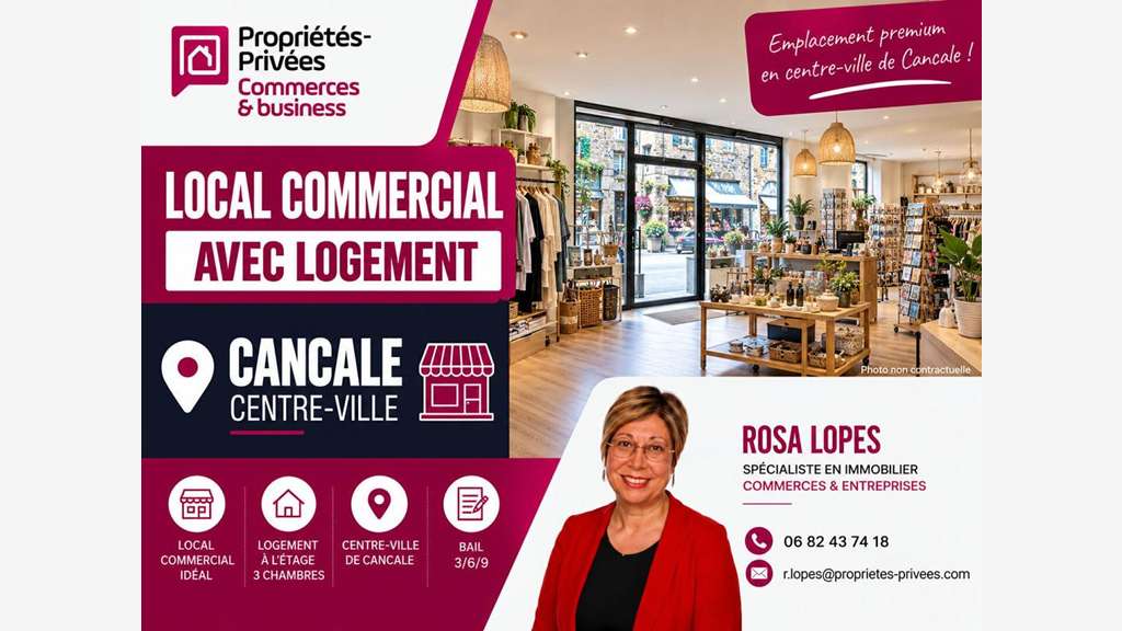 Droit au bail 60m² avec logement Cancale centre