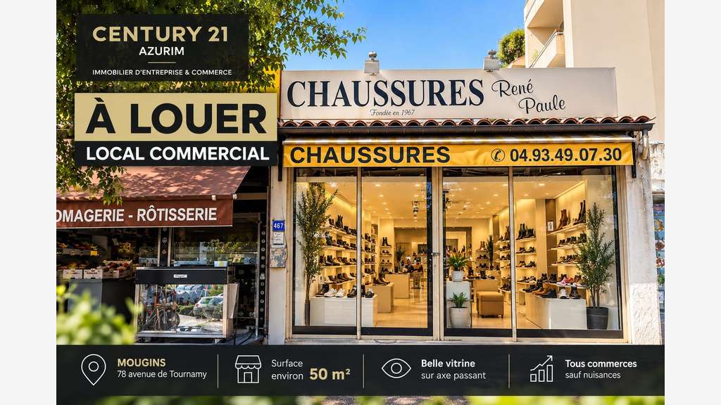 Cession droit au bail local 50m² à Mandelieu