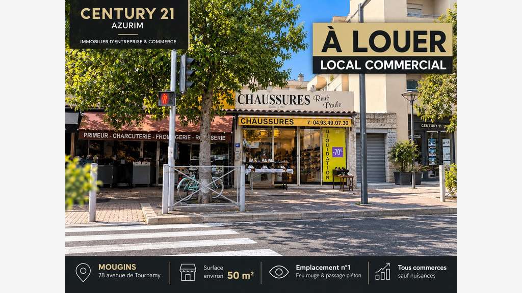 Cession droit au bail local 50m² à Mandelieu