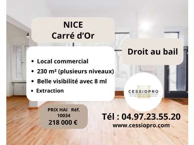 Cession droit au bail Locaux commerciaux - Boutiques à Nice