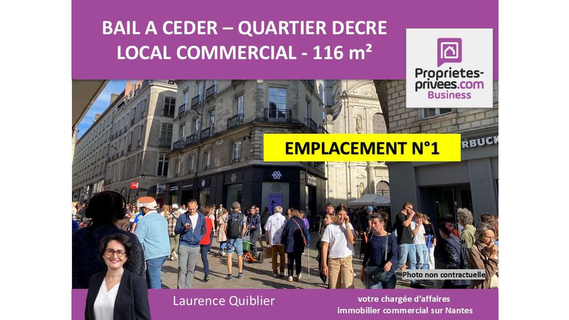 Bail à céder local 116m² empl N°1 Nantes Decré