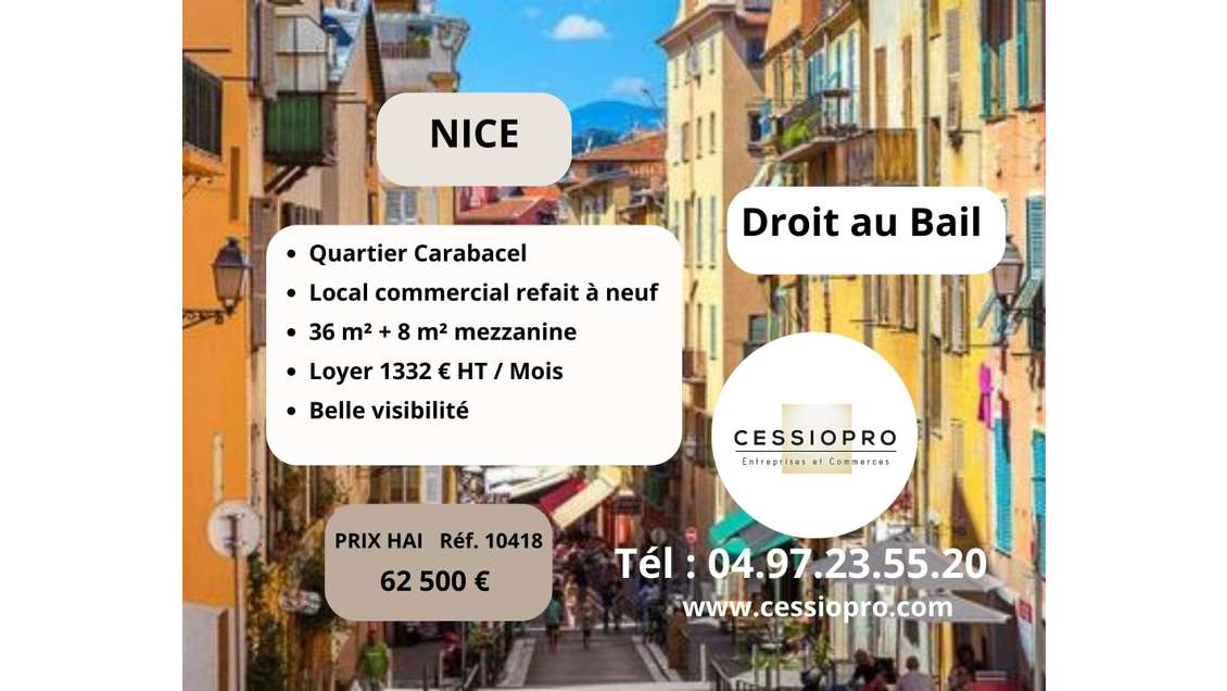 DAB local 44m² refait à neuf à Nice Carabacel