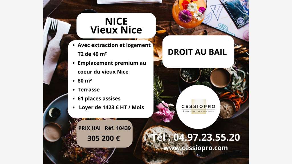 DAB 80m² avec extraction et logement Vieux-Nice