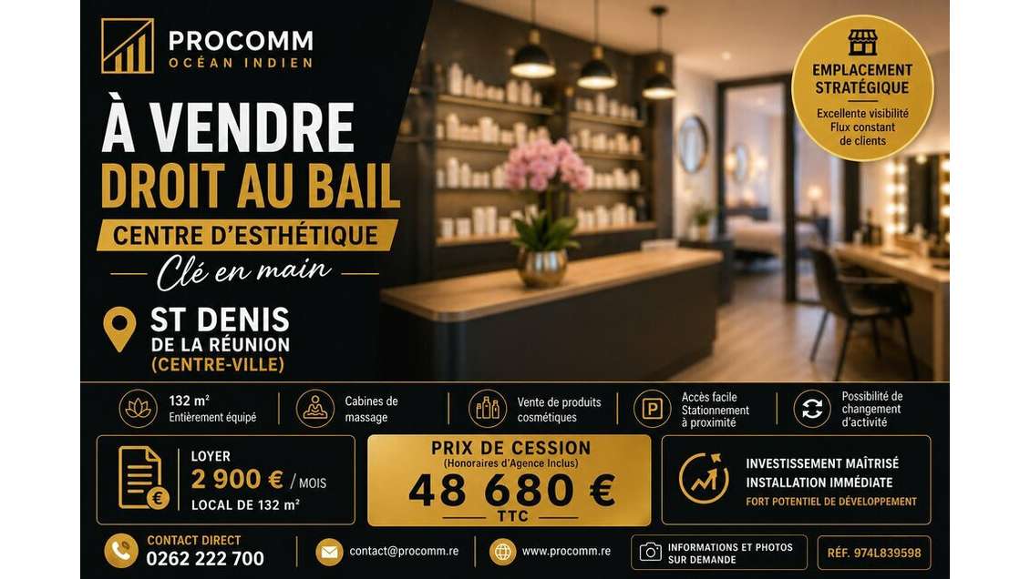 Droit au bail centre d'esthétique St-Denis centre