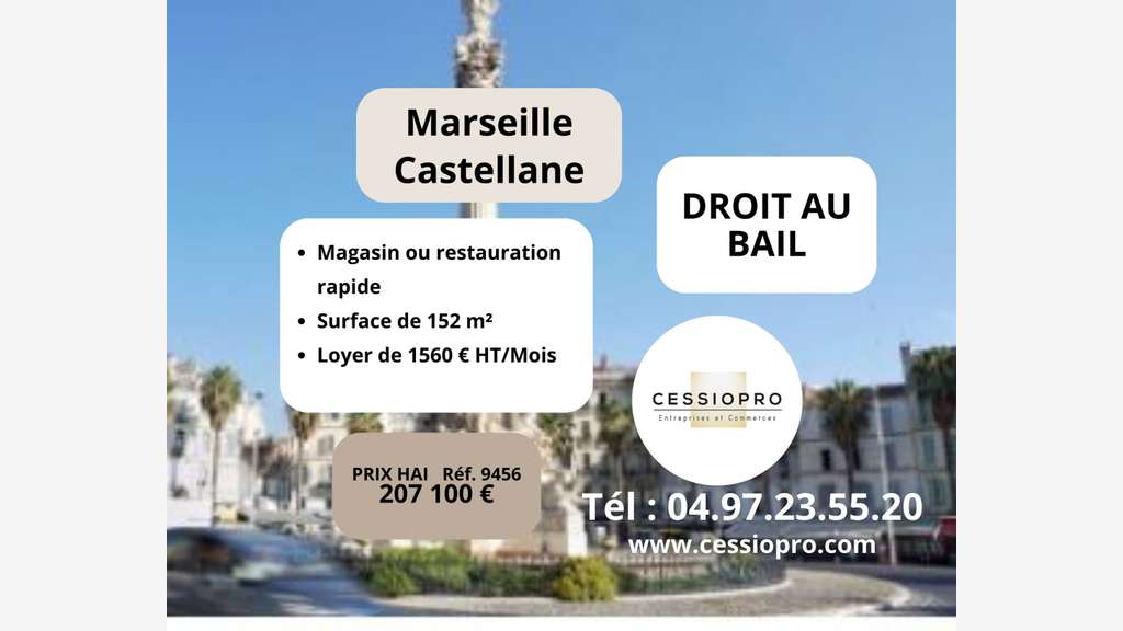 Droit au bail magasin Marseille Castellane 13006