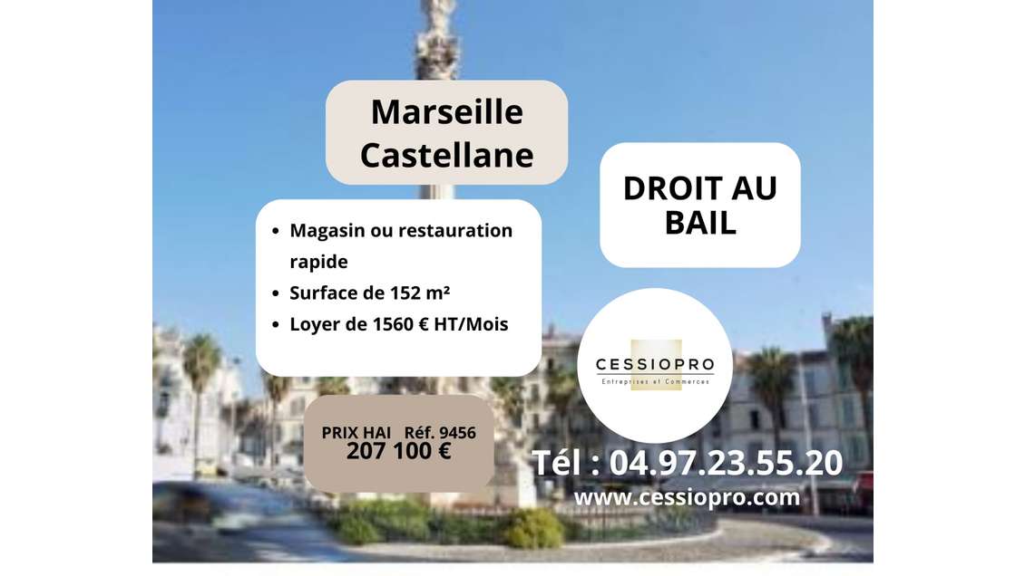 Droit au bail magasin Marseille Castellane 13006