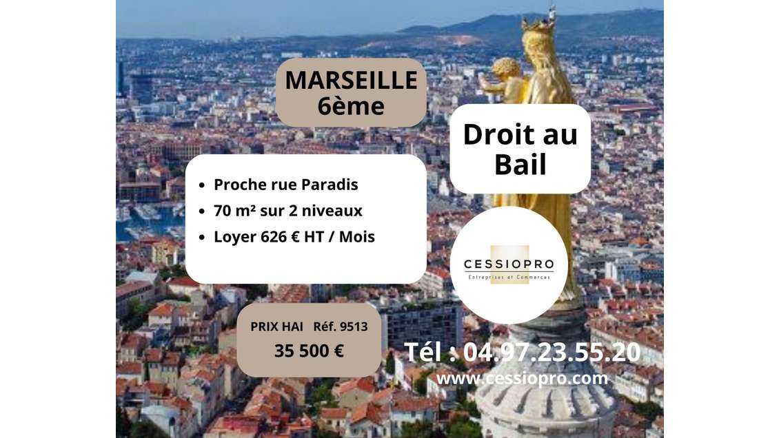 DAB local 70m² Marseille 13006 proche Rue Paradis