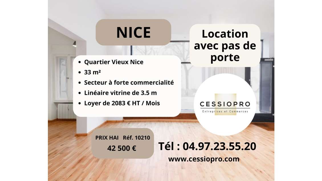 Cède local commercial de 33m² quartier vieux Nice
