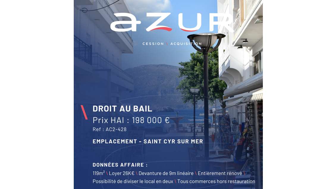VENTE DAB magnifique local à Saint Cyr sur Mer