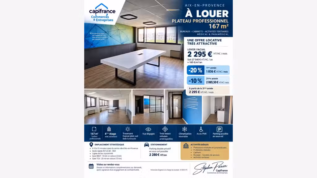 Plateau de bureaux 167m² à louer à Aix-en-Provence