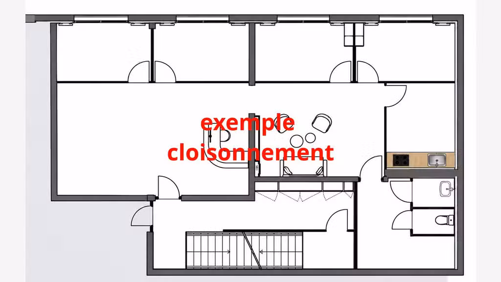 Loue bureaux 100m² au 1er étage à Vannes Arradon
