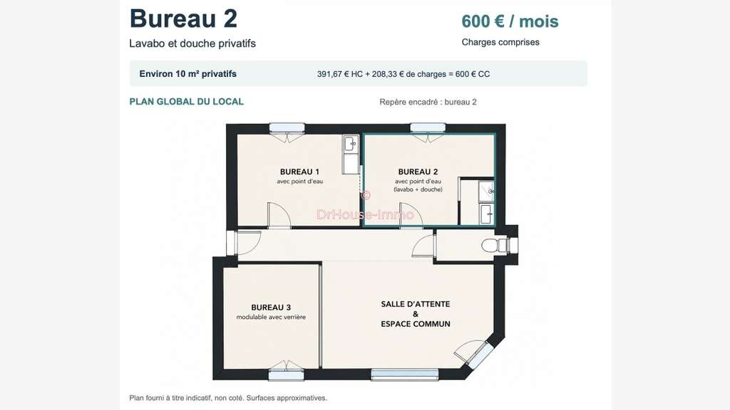 Bureau privatif meublé 10m² à Corbeil-Essonnes