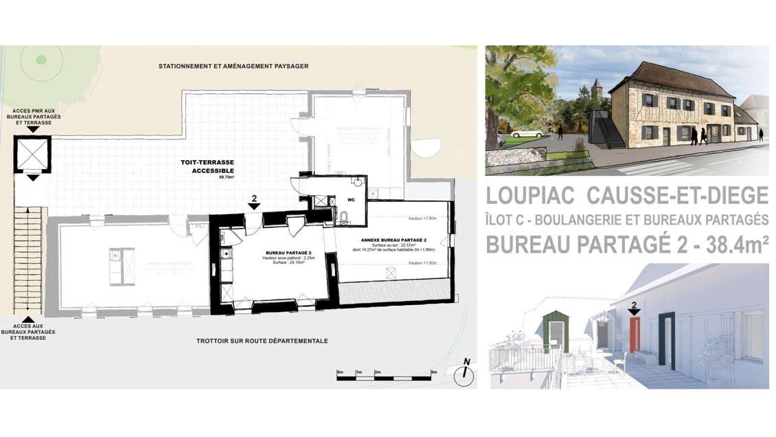 Bureau 38m² à louer à Causse-et-Diège Loupiac 