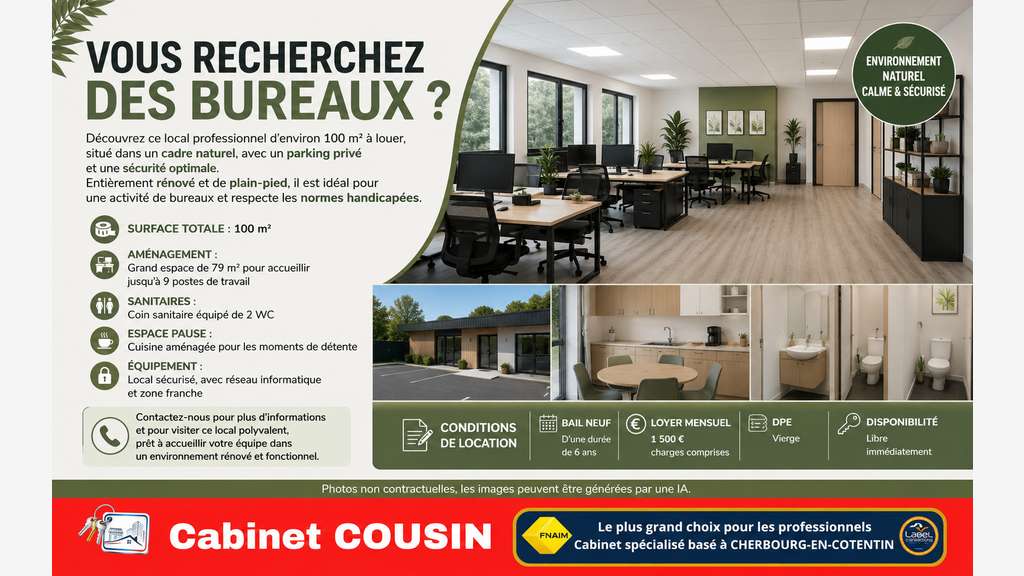 A louer bureaux de 100m² à Cherbourg-en-Cotentin