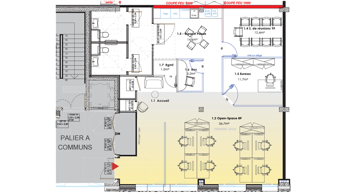 A louer bureaux Angers Sud 107m²