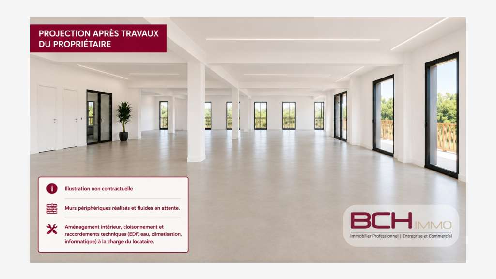 Location plateau de bureaux neufs, PMR, terrasse,