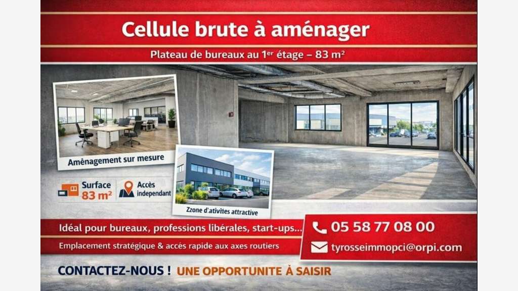 Plateau bureaux 83m² R+1 à louer Bénesse-Maremne